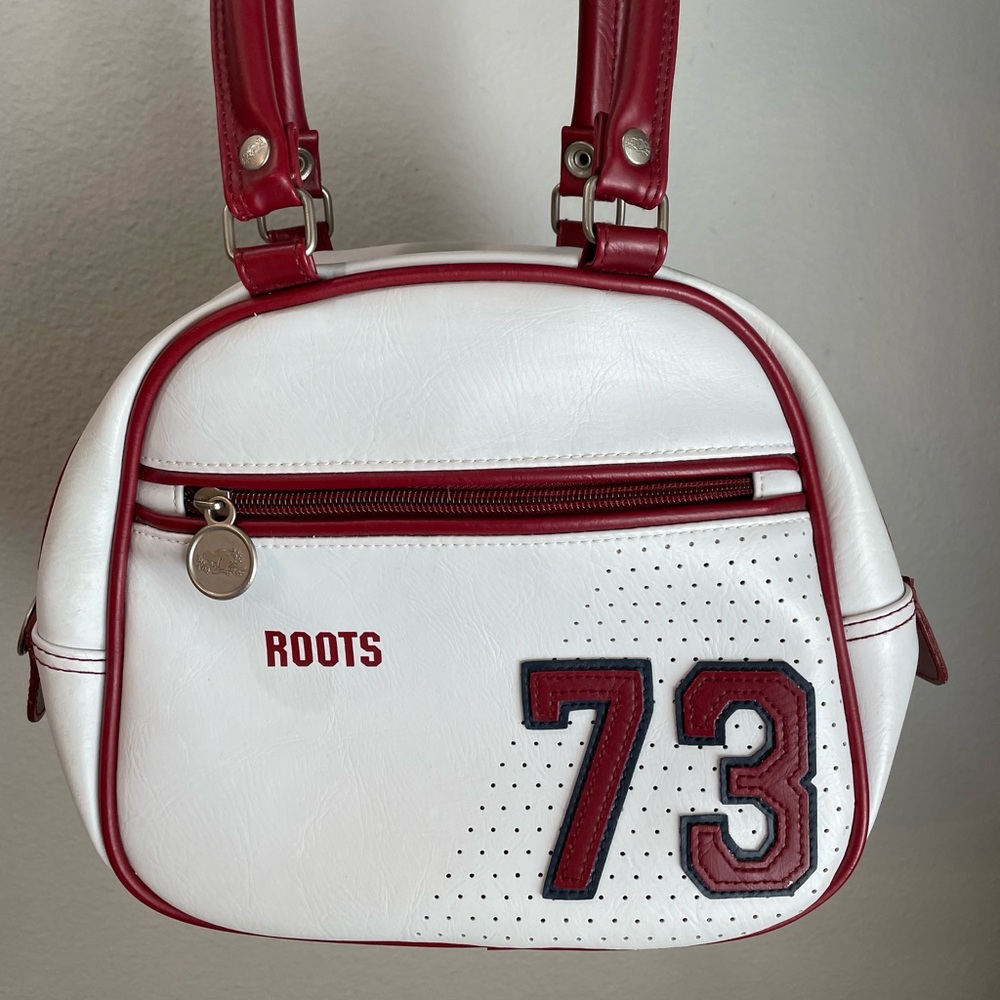 Roots White and Red Shoulder Bag with Striking Design